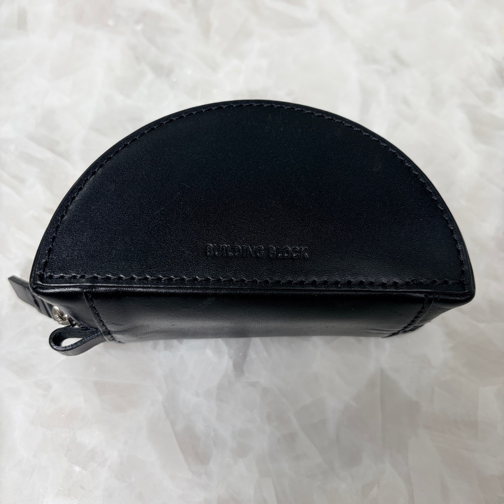 Building Block Black Leather Crescent Pouch